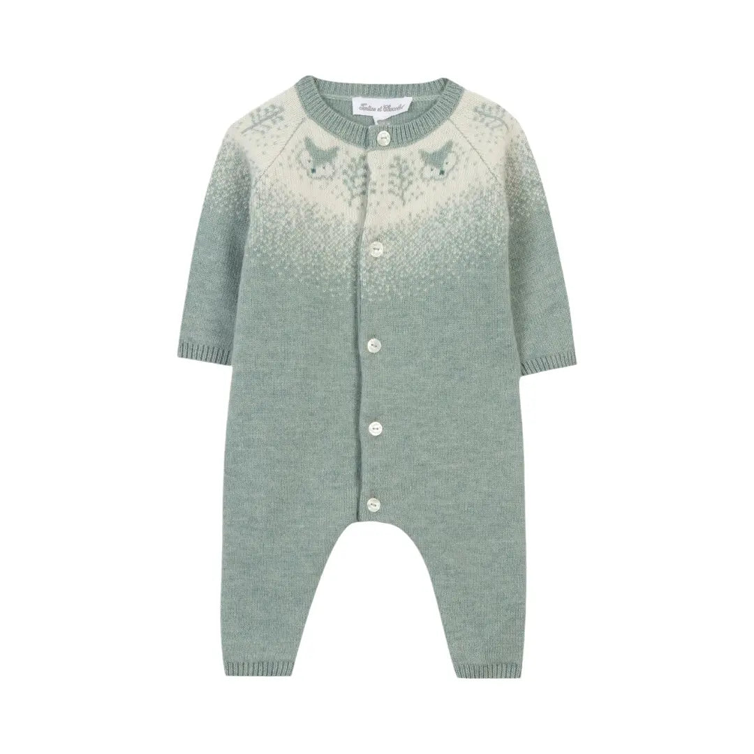 Wool Cashmere Onesie - Jade Green TARTINE ET CHOCOLAT