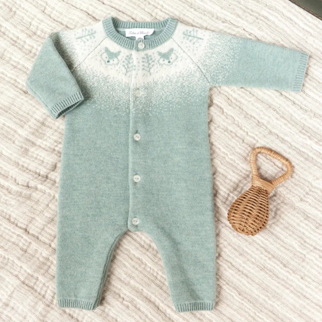 Wool Cashmere Onesie - Jade Green TARTINE ET CHOCOLAT