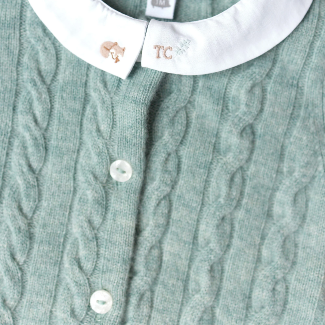 Wool Cashmere Collared Onesie - Green