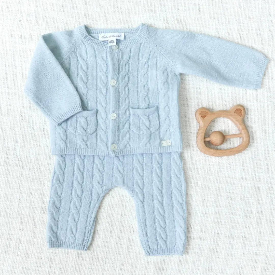 Wool Cashmere Baby Set - Sky Blue TARTINE ET CHOCOLAT