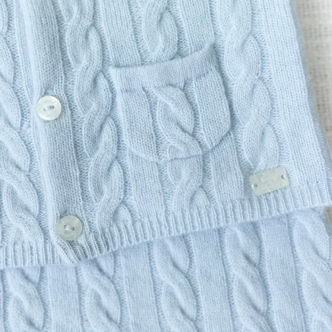 Wool Cashmere Baby Set - Sky Blue TARTINE ET CHOCOLAT