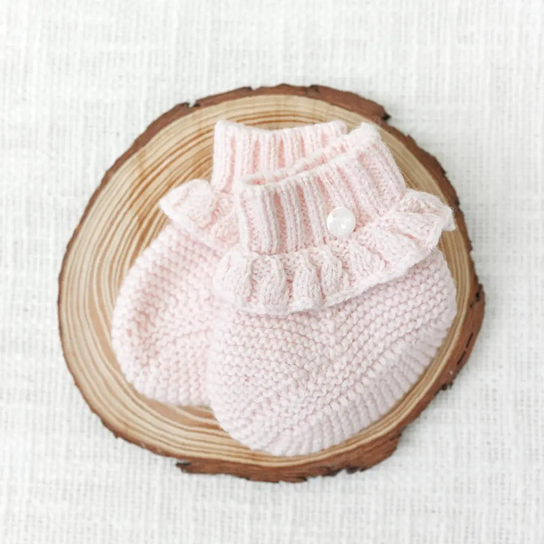 Cotton Knit Slippers - Pale Pink TARTINE ET CHOCOLAT