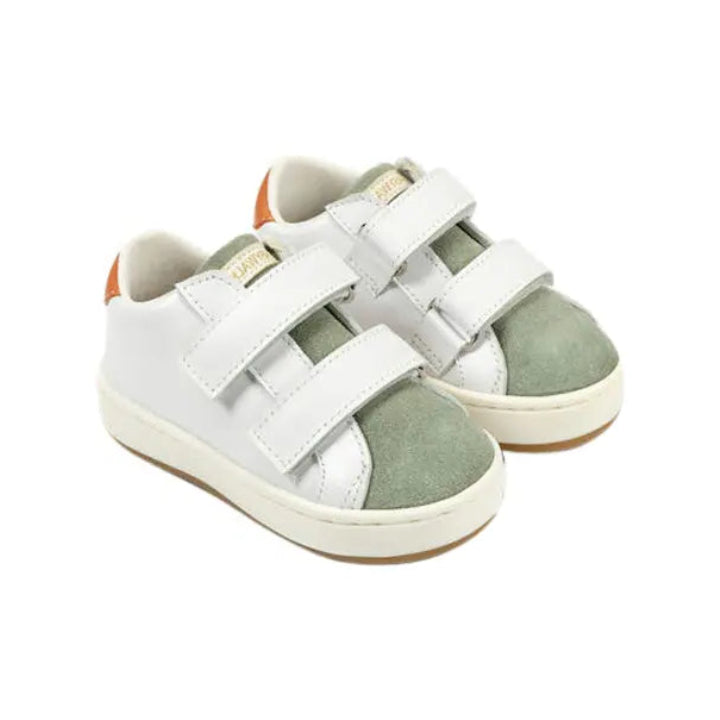 White Mint Coral Double Strap Sneakers BABYWALKER