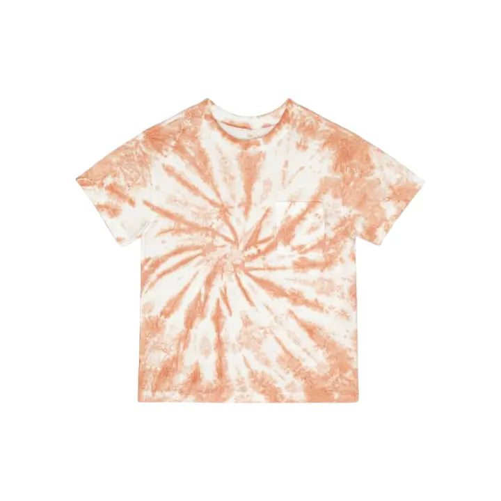 Round Neck Shirt & Short - Orange White LITTLE HEDONIST