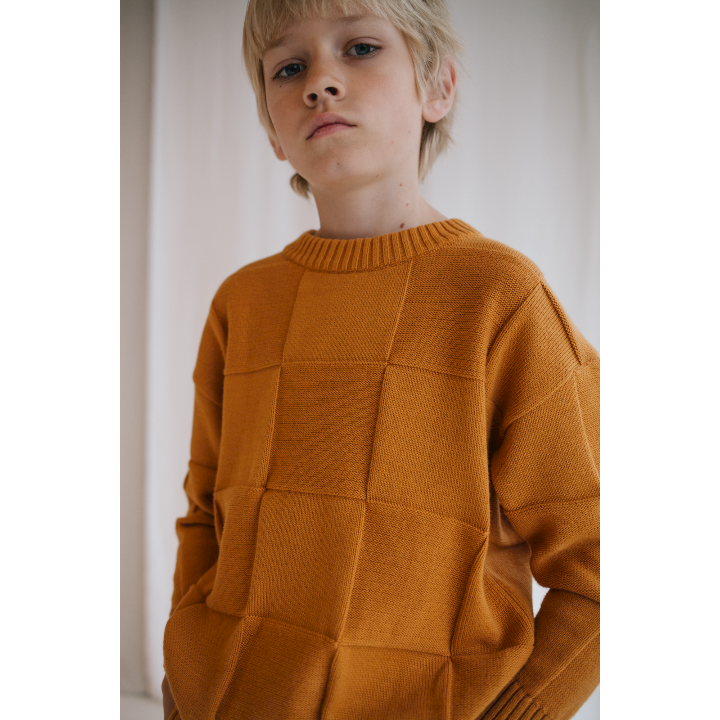 Fanatical squares knitted sweater sandstone