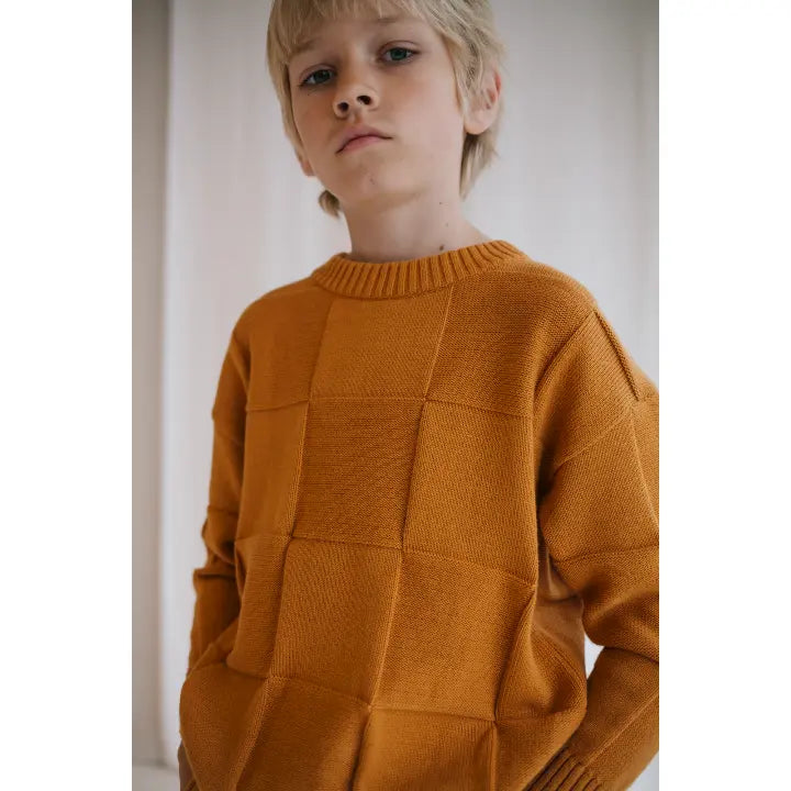 Fanatical squares knitted sweater sandstone DAILY BRAT