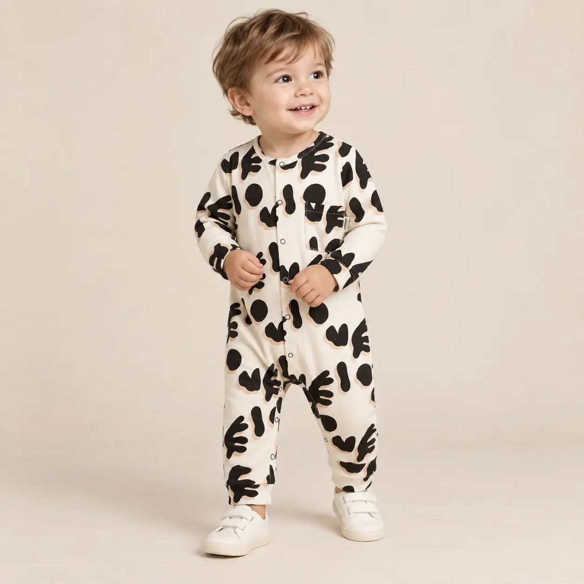 18 month boy wearing Baby Jumpsuit Laureano Love second pose
