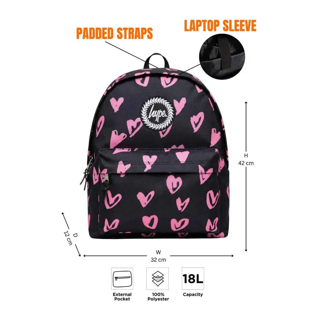 Black Pink Scribble Heart Backpack HYPE