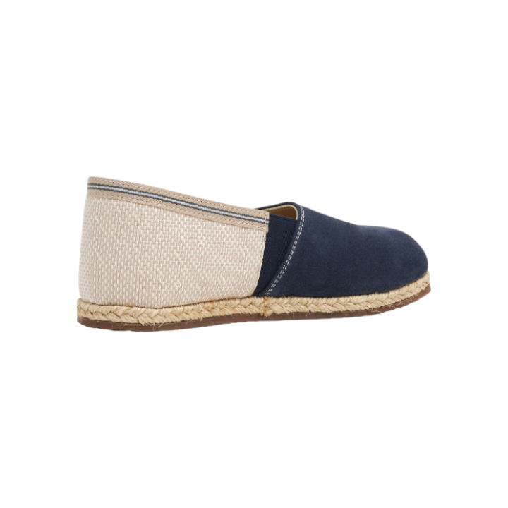 Two Tone Suede Leather & Fabric Espadrilles - Blue Beige