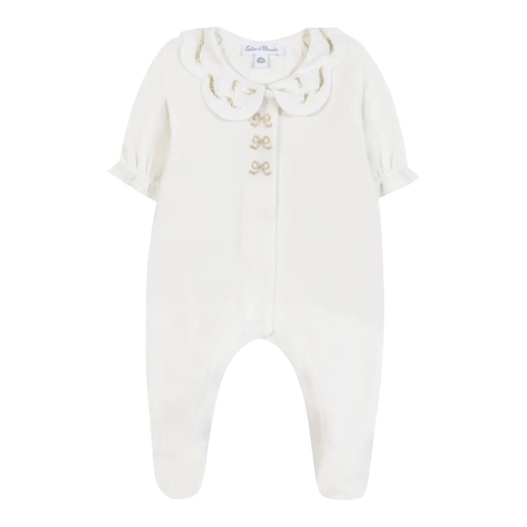 Ivory Gold Detail Romper TARTINE ET CHOCOLAT