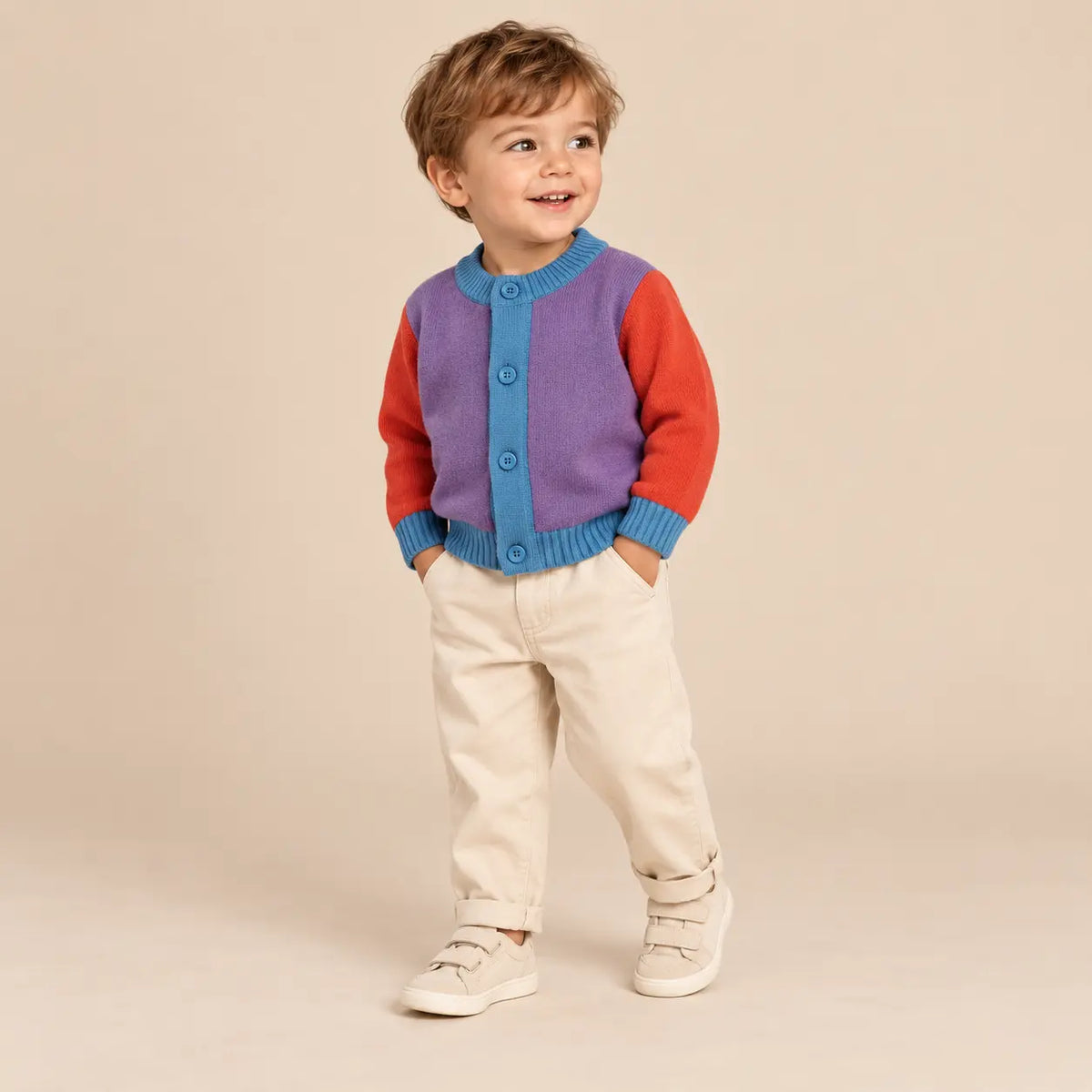 Color Block Baby Cardigan Violet lookbook image 7