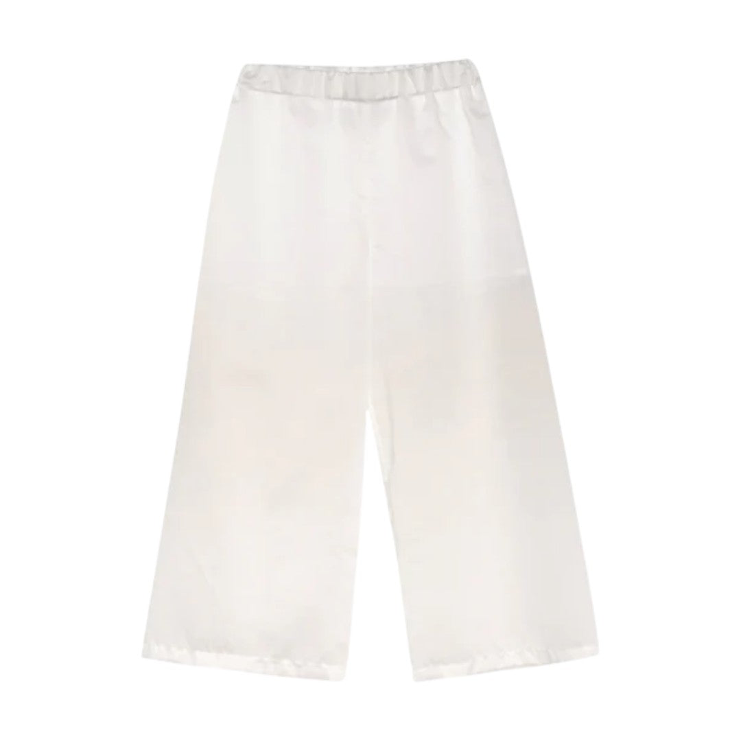 Chiffon Top Cheer & Wide Trousers - White