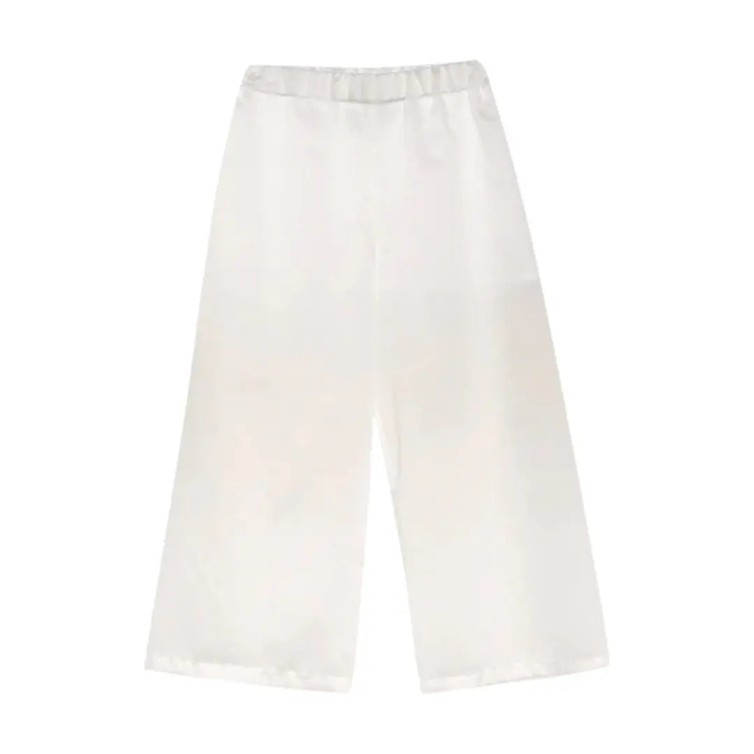 Chiffon Top Cheer & Wide Trousers - White PAADE MODE