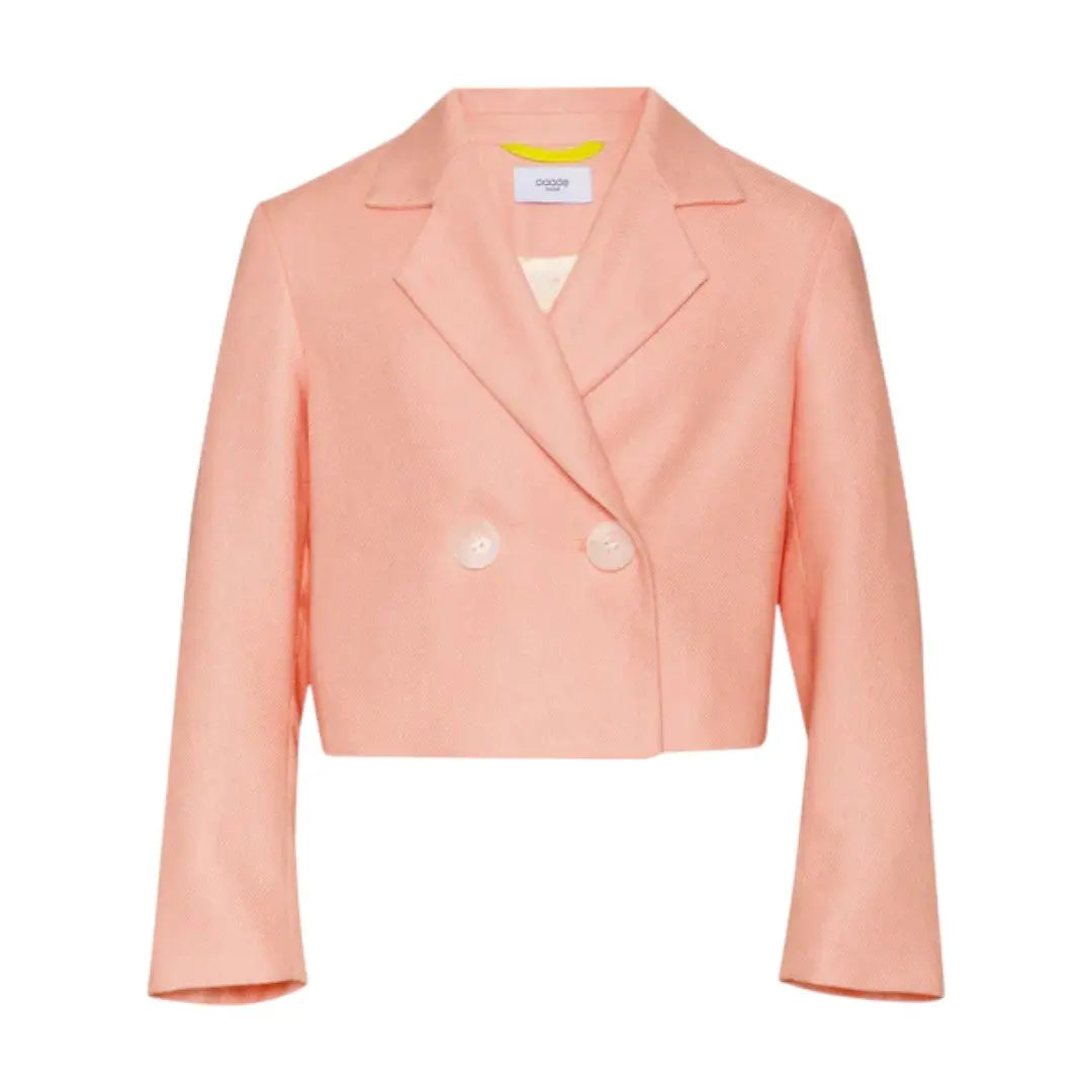 Pink Linen Blend Crop Jacket & Shorts PAADE MODE