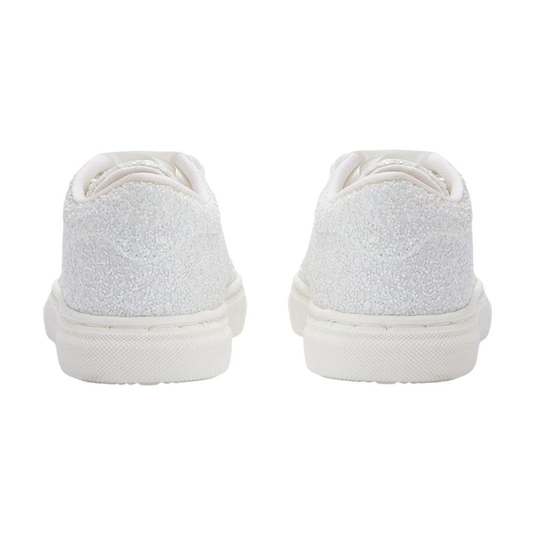 White Glitter Fabric Sneakers