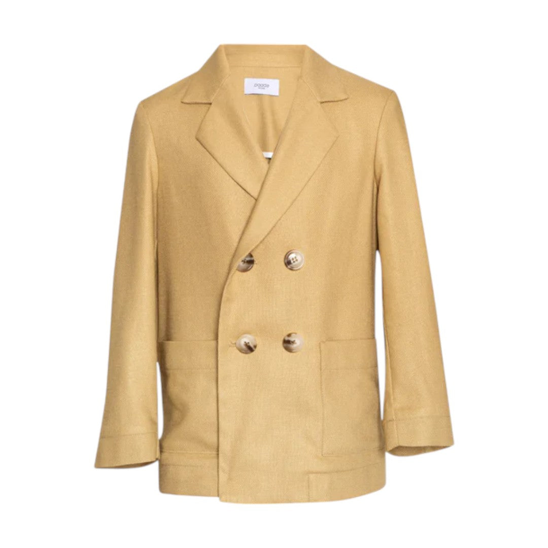 Beige Linen Double Breasted Jacket & Wide Trousers