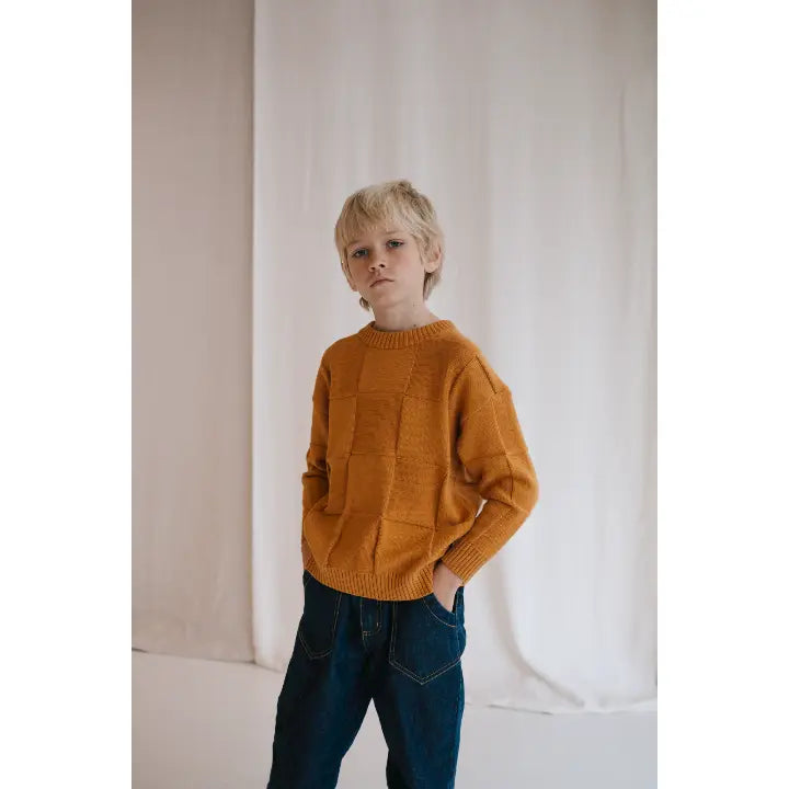 Fanatical squares knitted sweater sandstone DAILY BRAT