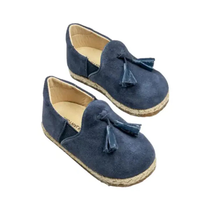 Tasseled Suede Leather Sleepers Espadrilles - Blue BABYWALKER