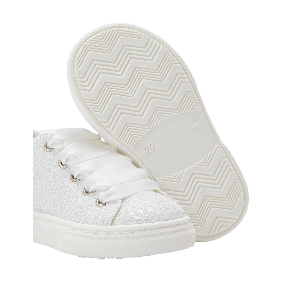 White Glitter Fabric Sneakers