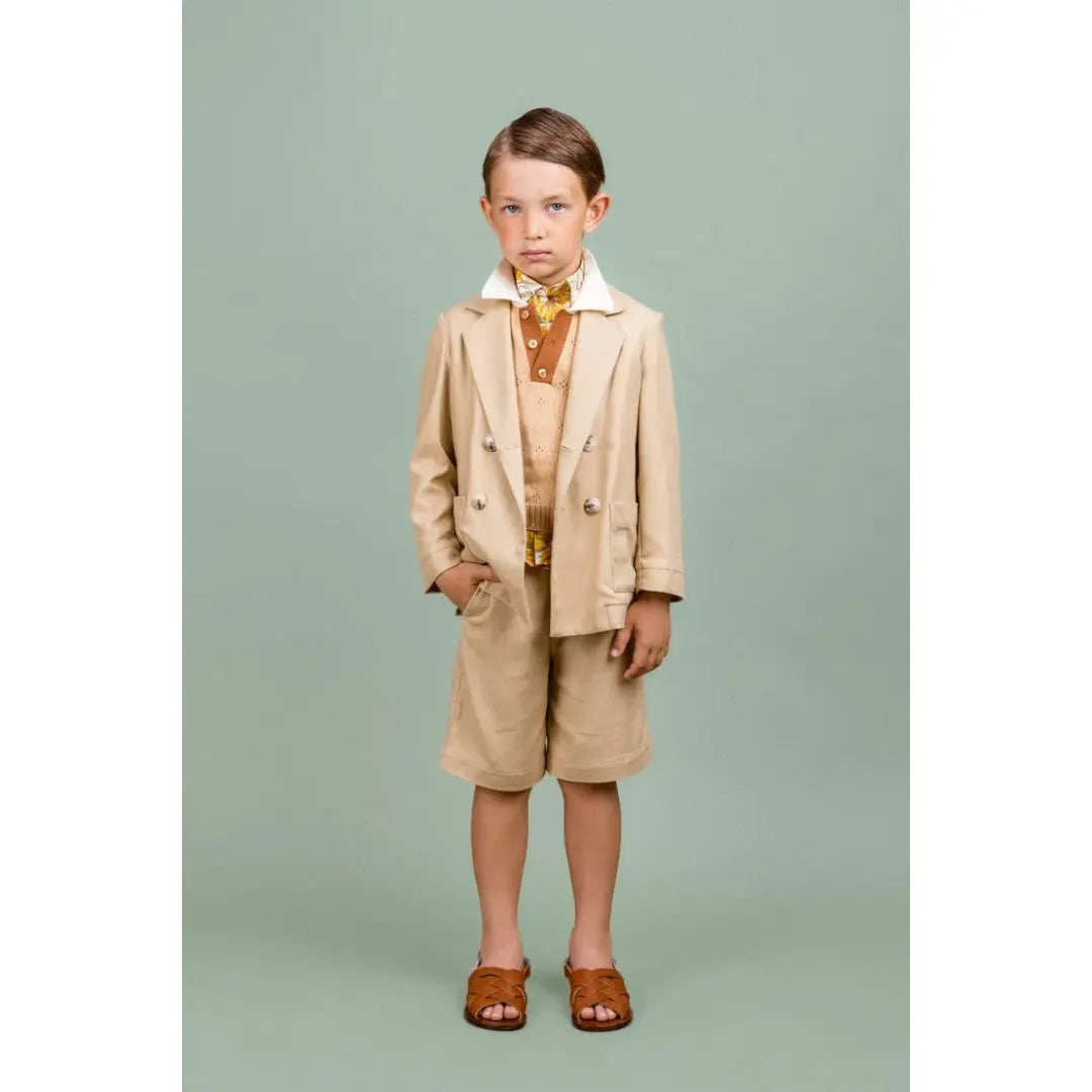 Beige Linen Double Breasted Jacket & Wide Trousers PAADE MODE