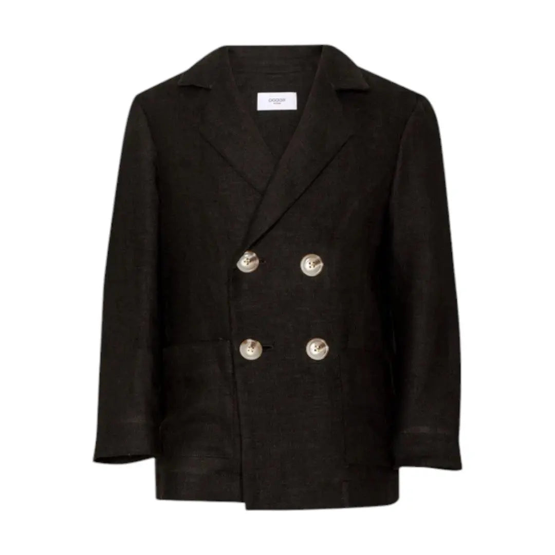 Black Linen Blend Double Breasted Jacket & Shorts PAADE MODE