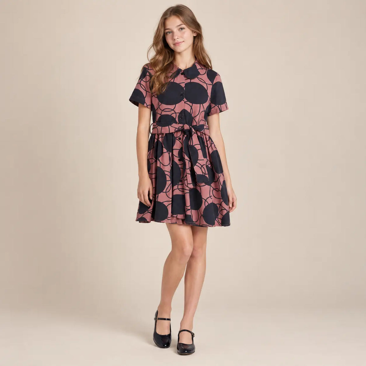 16 year girl wearing Elisabete Retro Flowers Pink Dress