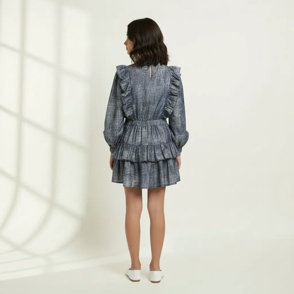 Elena Dress Denim Paisley MEET MARIE