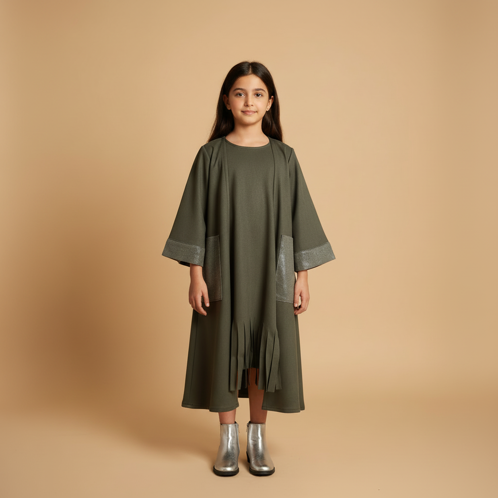 Zayna Olive Suede Fringe Set