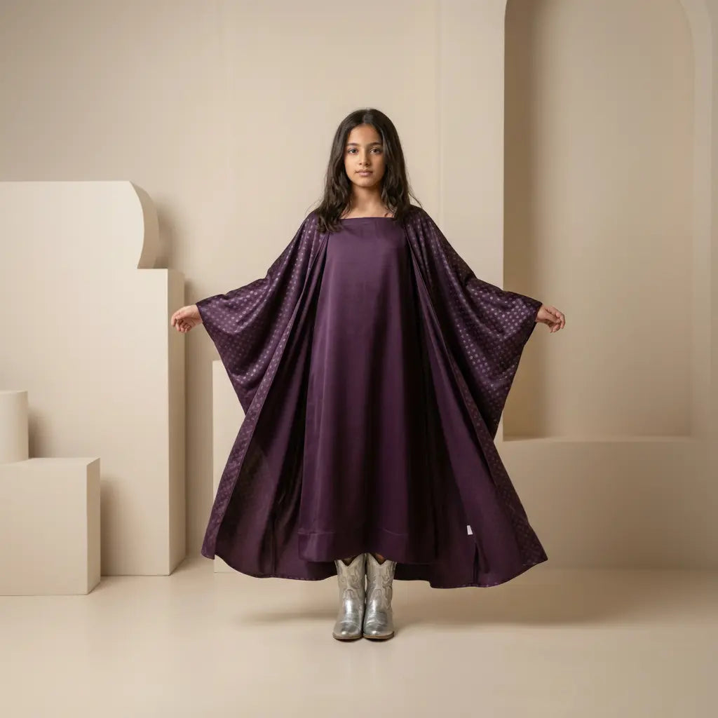 Aseel Plum Bisht Dress Set LAYALEE