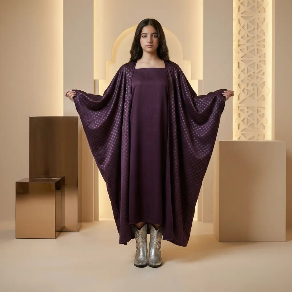 Aseel Plum Bisht Dress Set LAYALEE