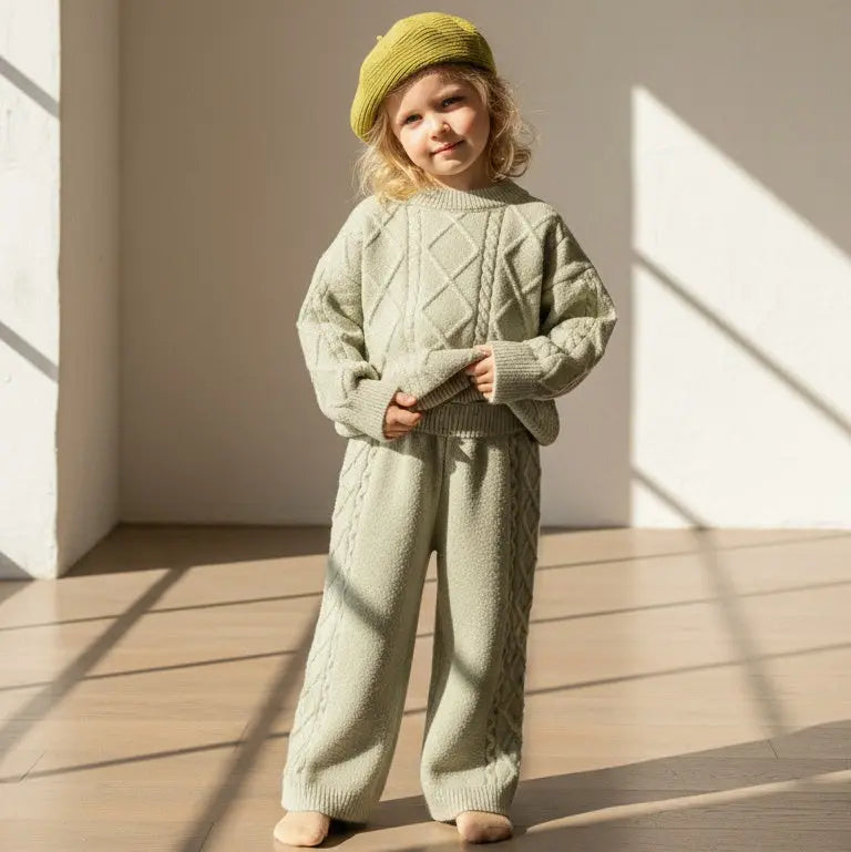 Mila Diamond Knit Set - Sage Green ORELIE