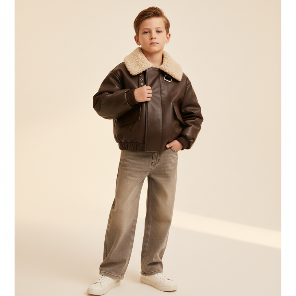 Espresso Shearling Aviator Jacket