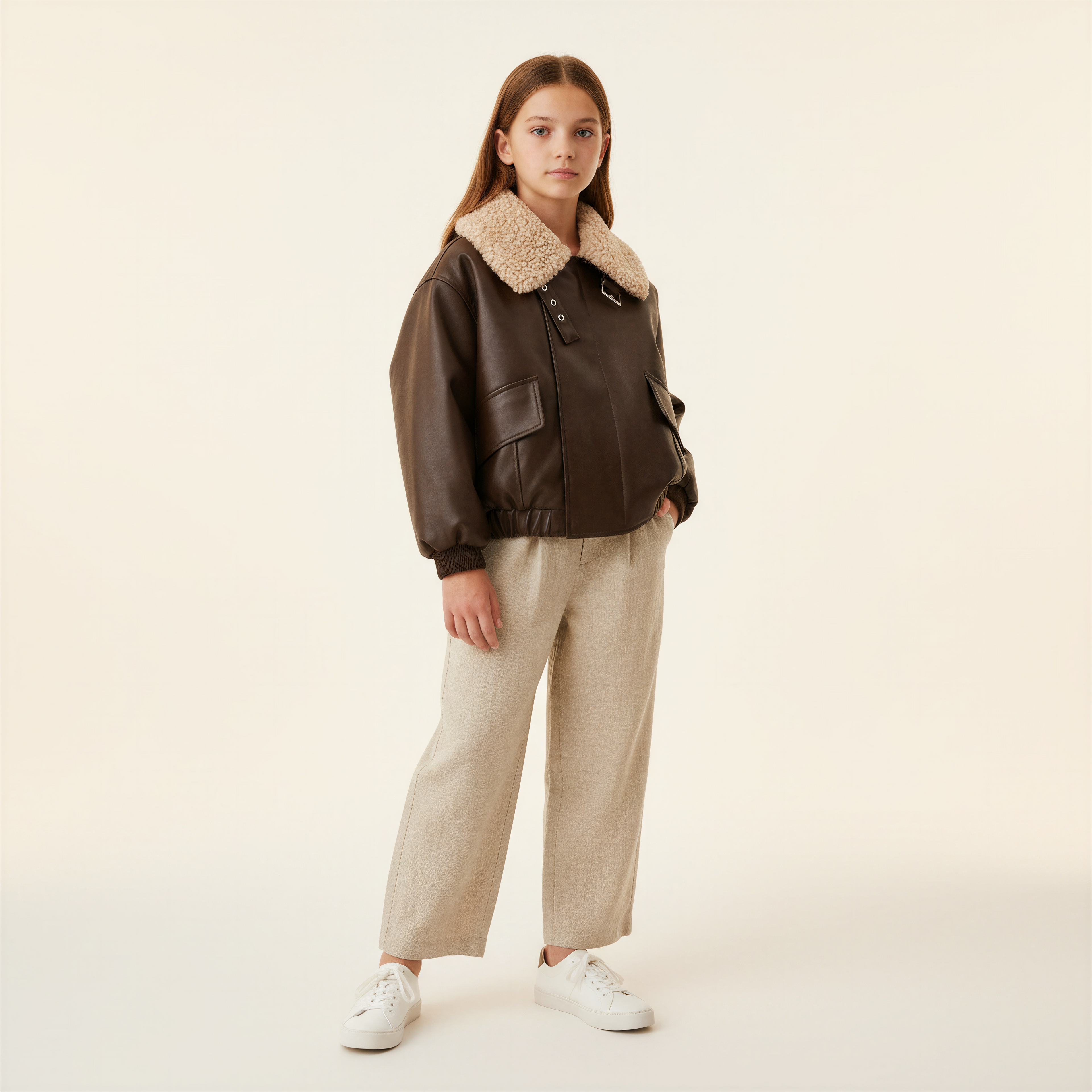 Espresso Shearling Aviator Jacket