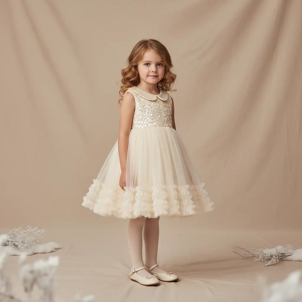Ivory Lumière Sequin Tulle Dress ORELIE
