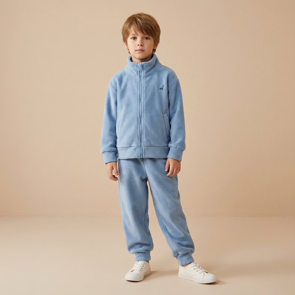 Powder Blue Thermal Fleece Zip-Up Set