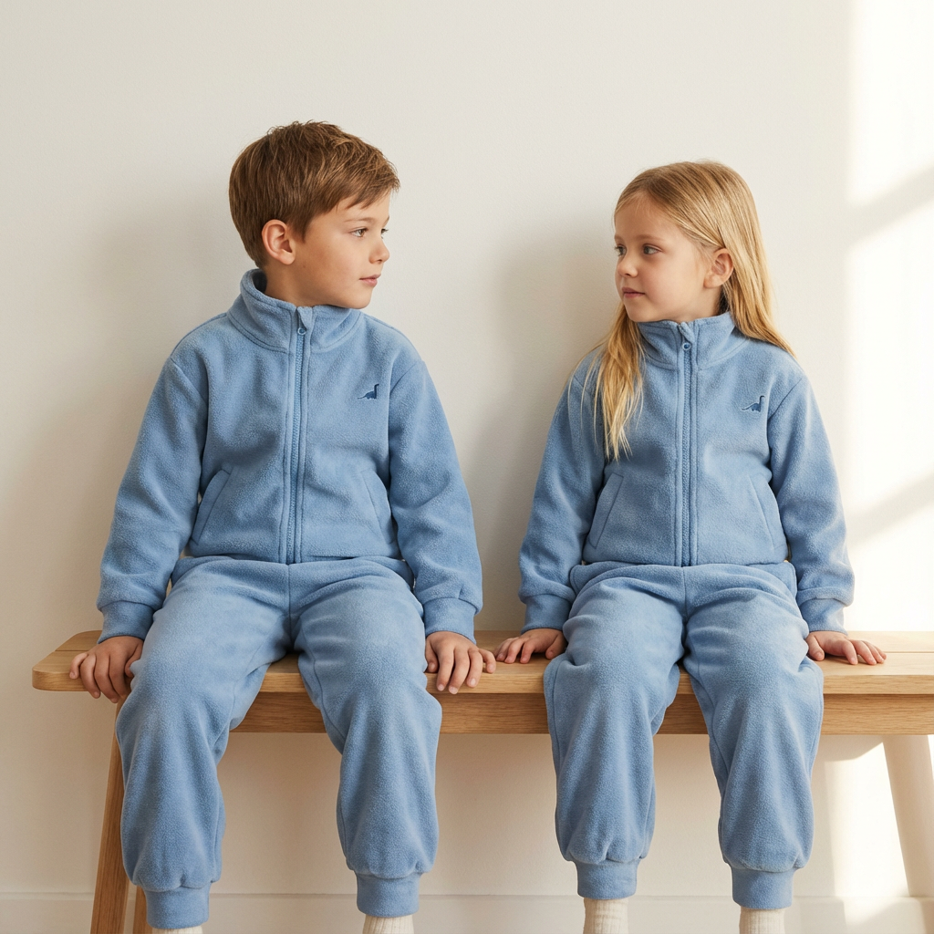 Powder Blue Thermal Fleece Zip-Up Set