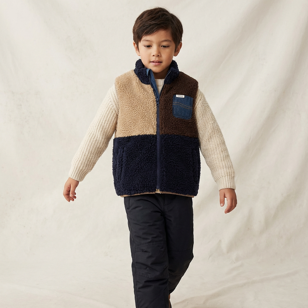 Plush Panelled Sherpa Vest