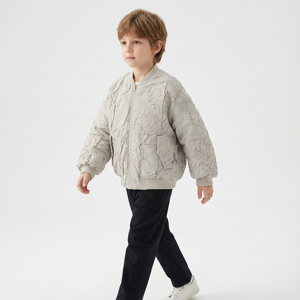 Marble Weave Quilted Bomber Jacket