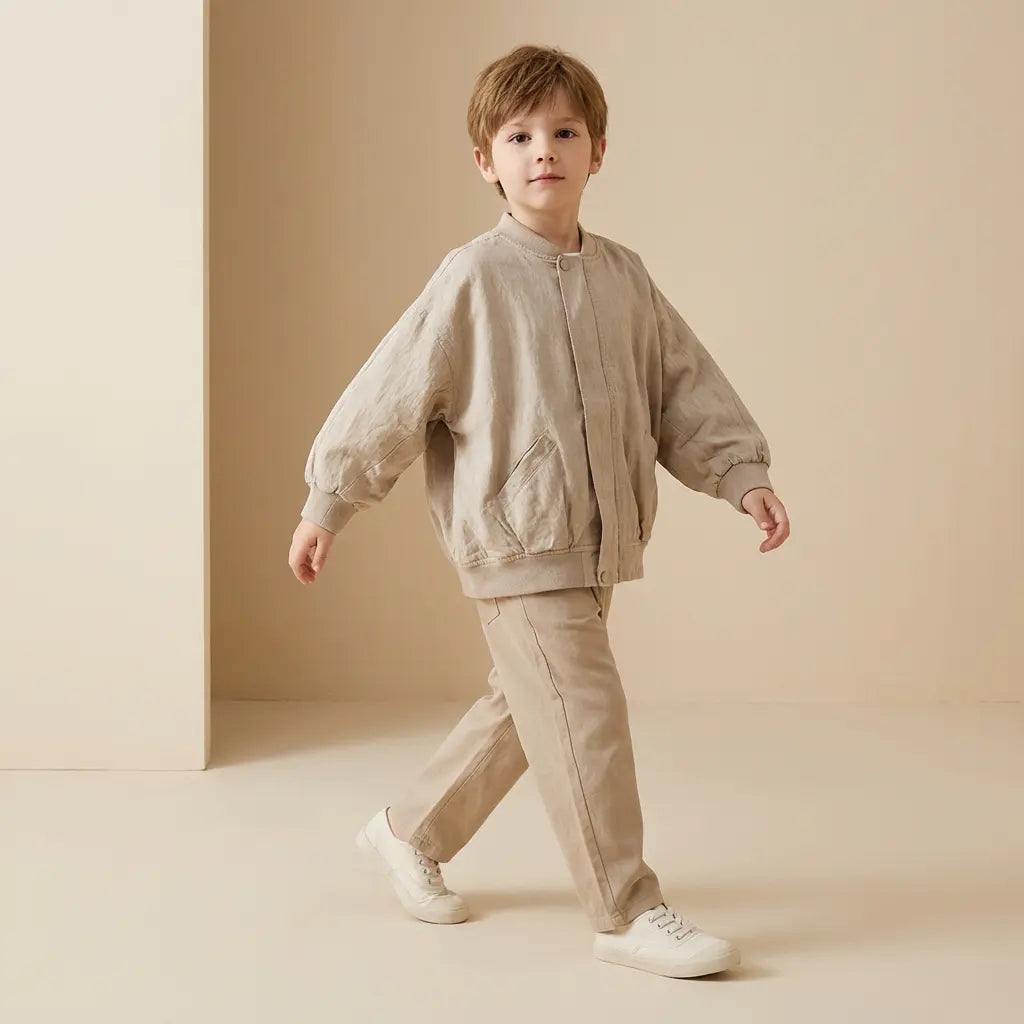 Beige Lightweight Quilted Bomber Jacket ORELIE