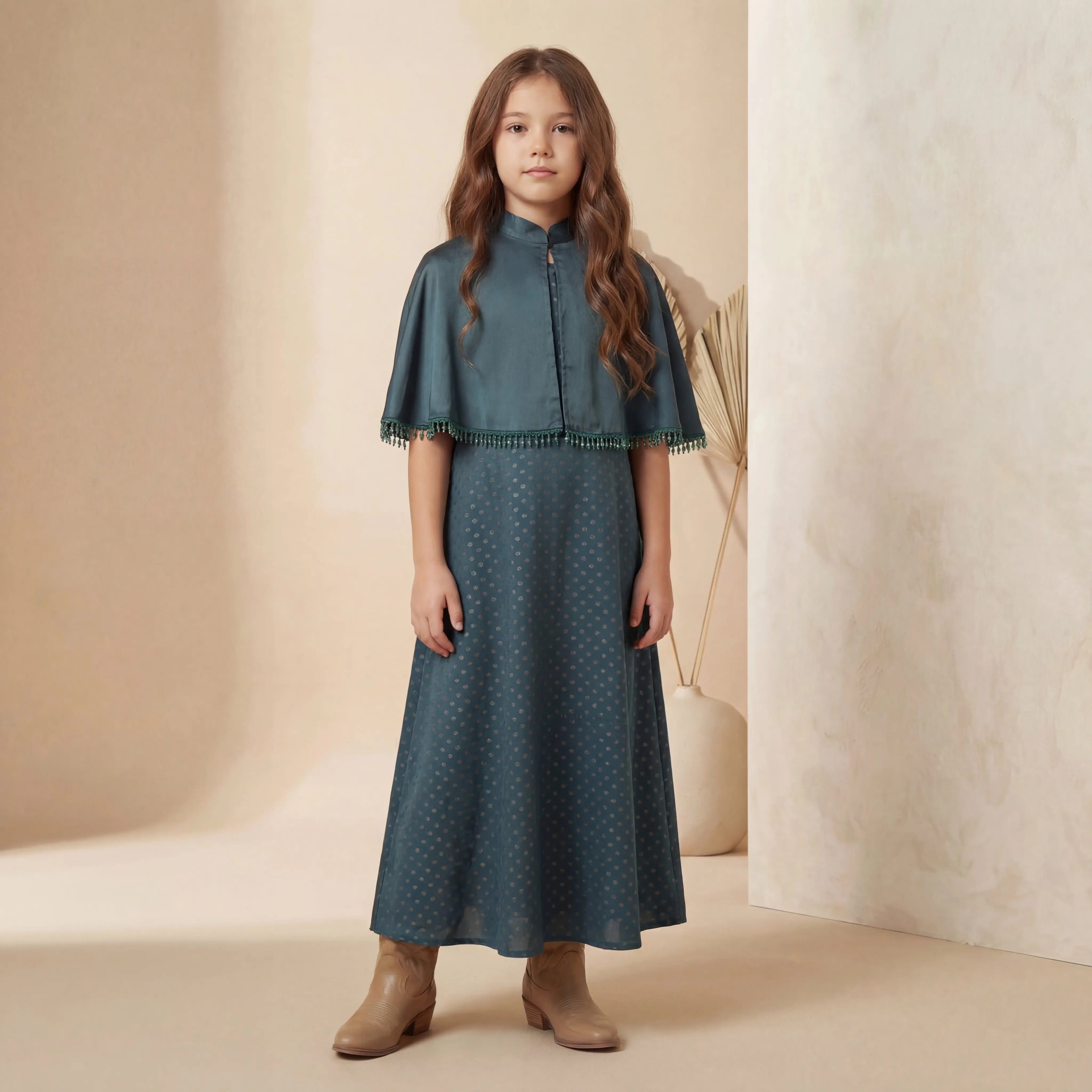 Noor Satin Cape Dress LAYALEE