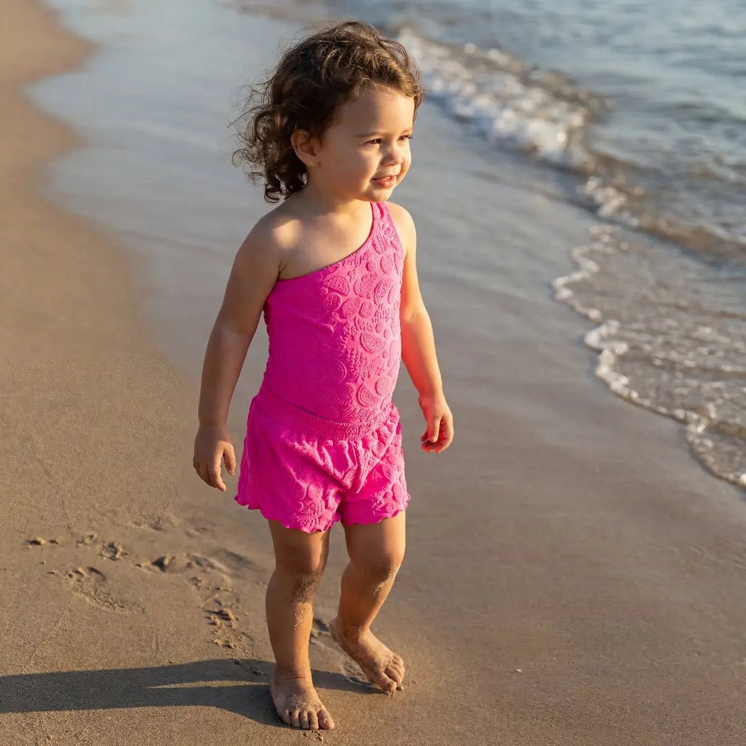 Girls Tropical Fruit Terry Swimsuit & Shorts Set Molo