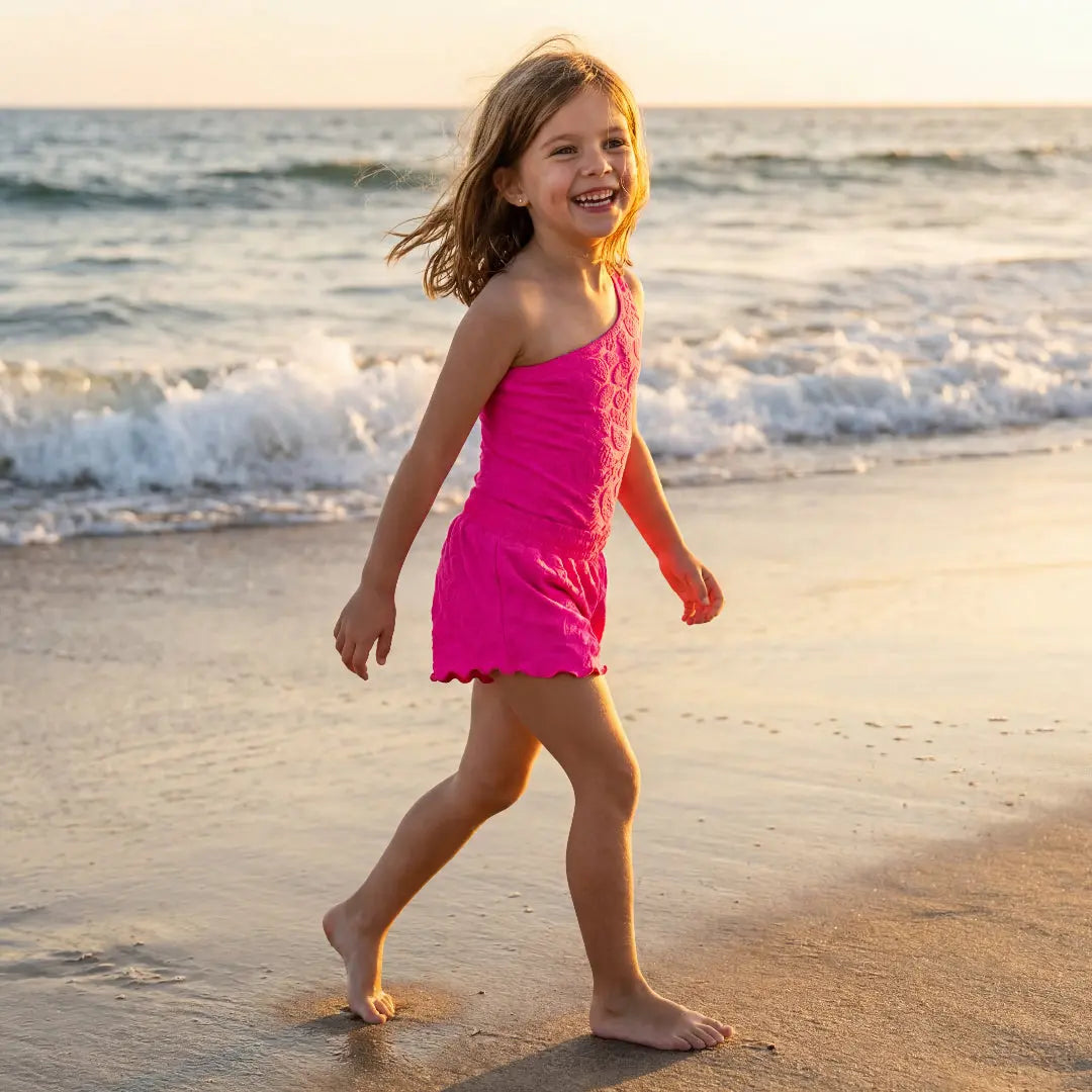 Girls Tropical Fruit Terry Swimsuit & Shorts Set Molo