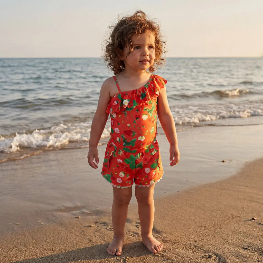 Girls Berry Bloom Swimsuit & Shorts Molo