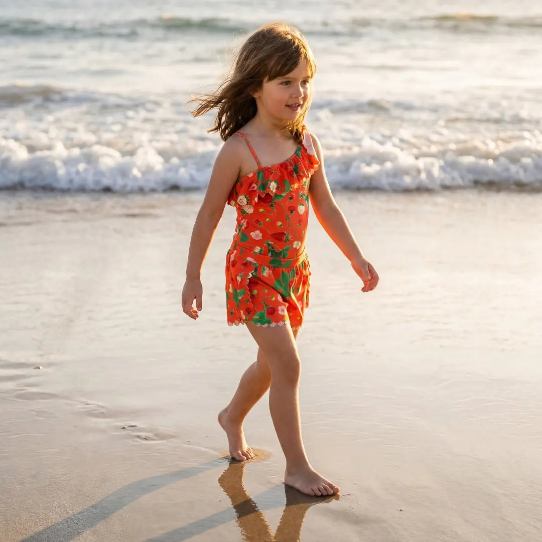 Girls Berry Bloom Swimsuit & Shorts Molo