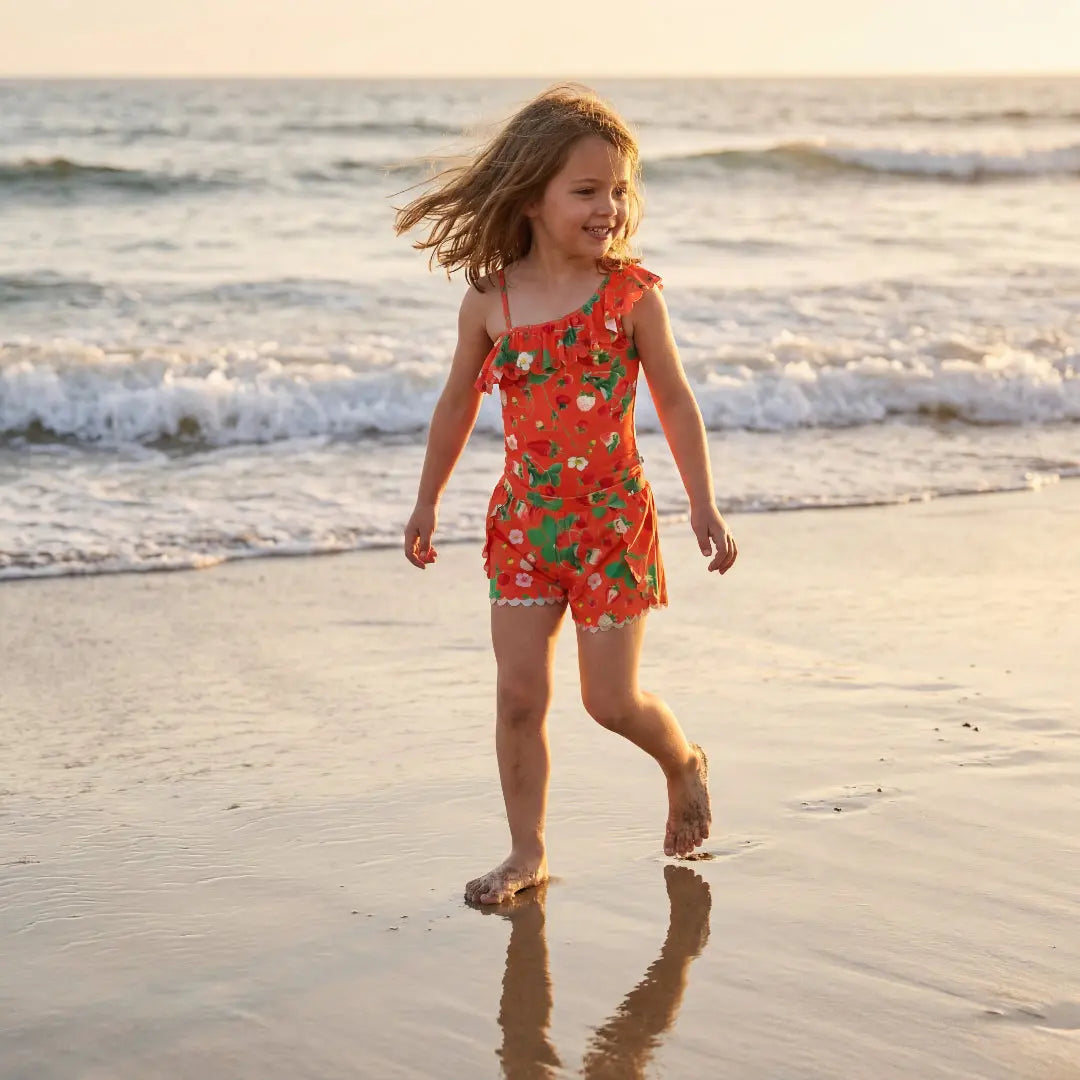 Girls Berry Bloom Swimsuit & Shorts Molo
