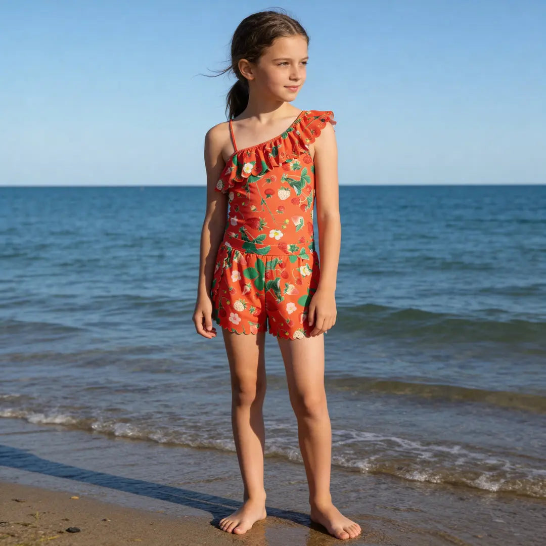 Girls Berry Bloom Swimsuit & Shorts Molo