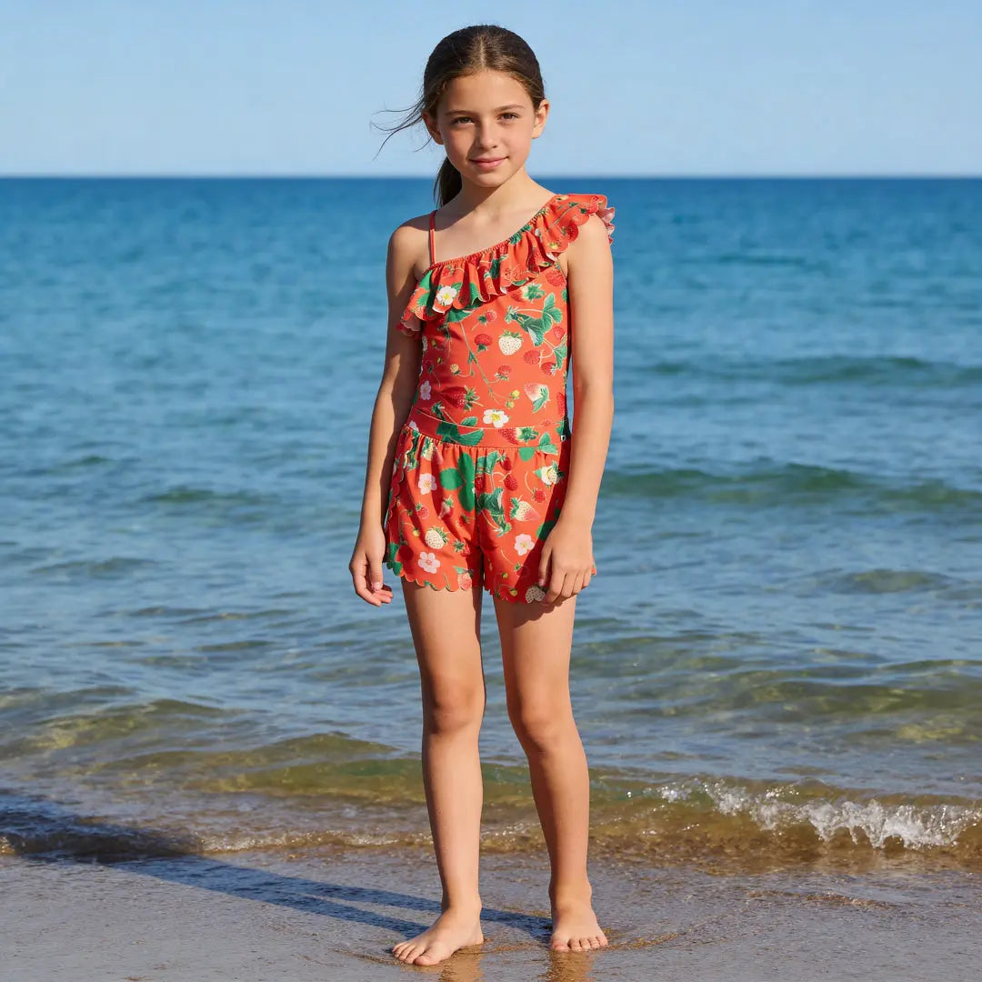 Girls Berry Bloom Swimsuit & Shorts Molo