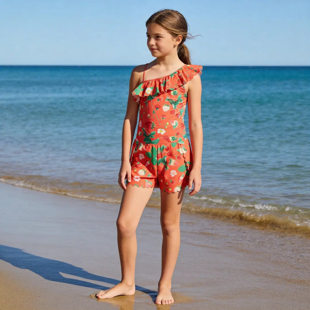 Girls Berry Bloom Swimsuit & Shorts Molo