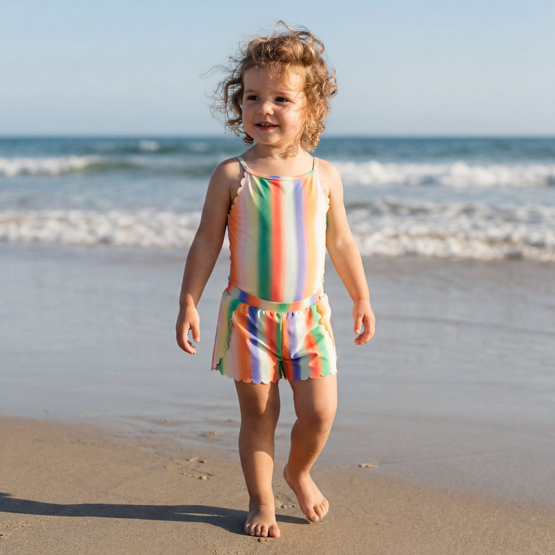 Girls Sunbeam Stripes Swimsuit & Shorts