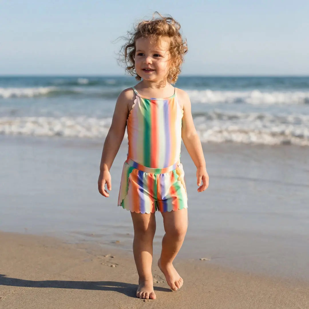 Girls Sunbeam Stripes Swimsuit & Shorts Molo